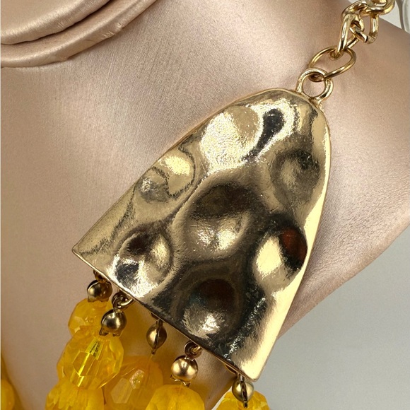 Elegant Lux Yellow Multi-Strand Beaded Necklace with Lobster Claw Clasp NWT - Picture 10 of 14